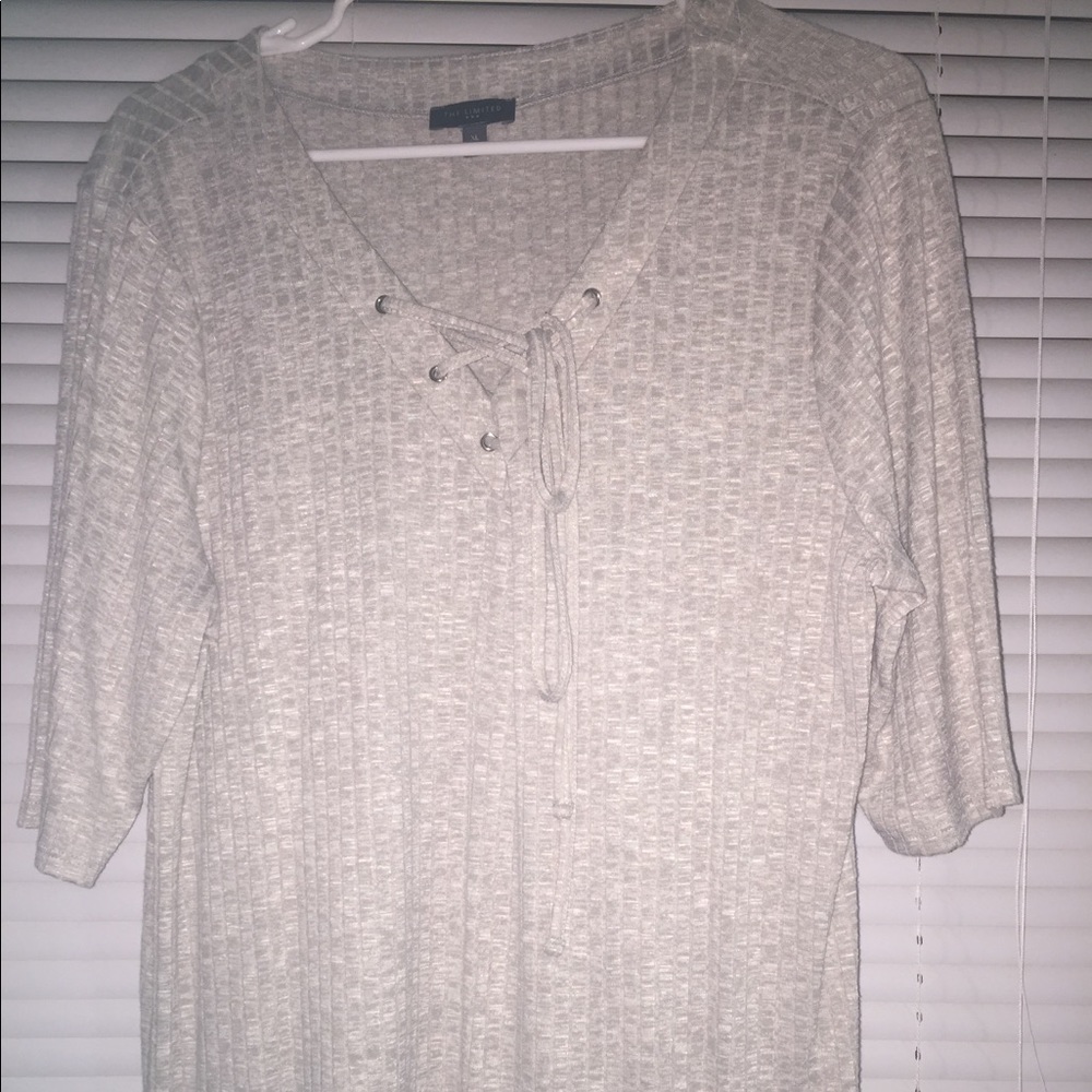 Beige Tie Up Front Shirt